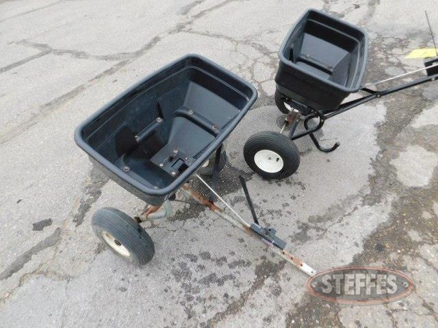 Pull-type and push-type fertilizer spreaders